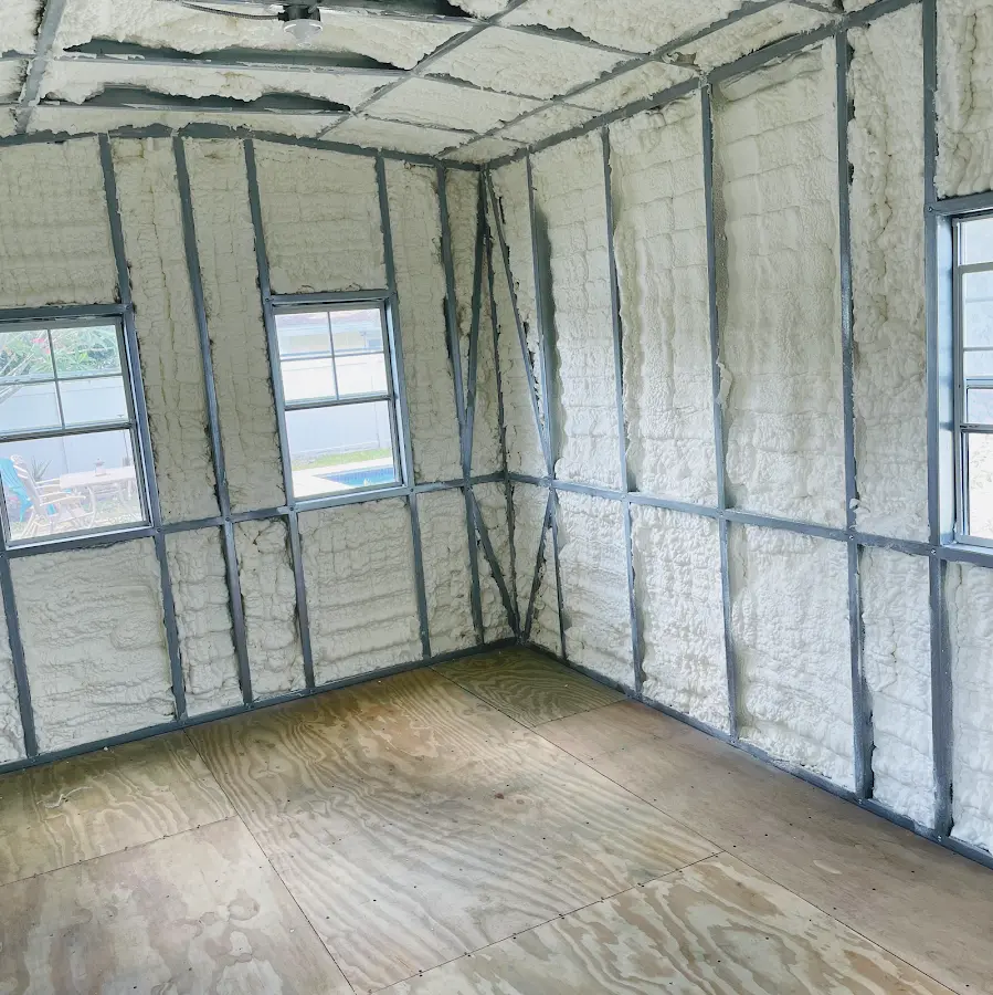 Closed-cell spray foam insulation applied to wall cavities in a residential project in Kennett